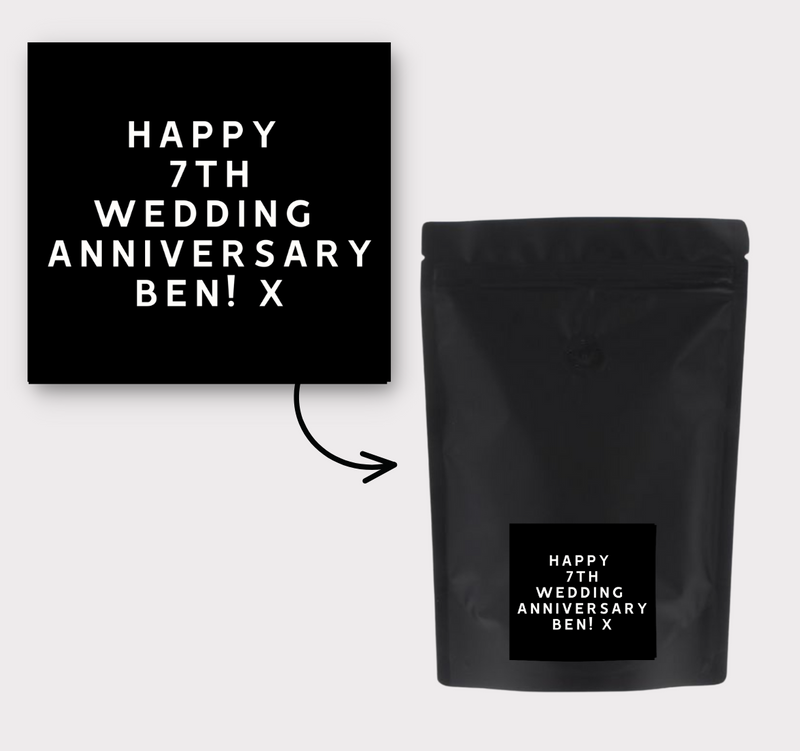 Personalised 7th Wedding Anniversary Coffee Gift | Copper Anniversary Speciality Coffee Bag