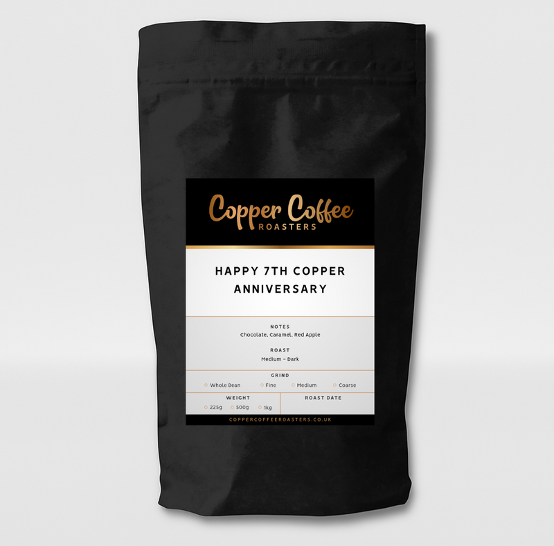 Personalised 7th Wedding Anniversary Coffee Gift | Copper Anniversary Speciality Coffee Bag