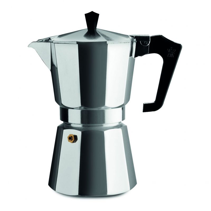 Pezzetti Moka Pot Coffee Maker - 6 Cup Espresso - Silver Aluminium